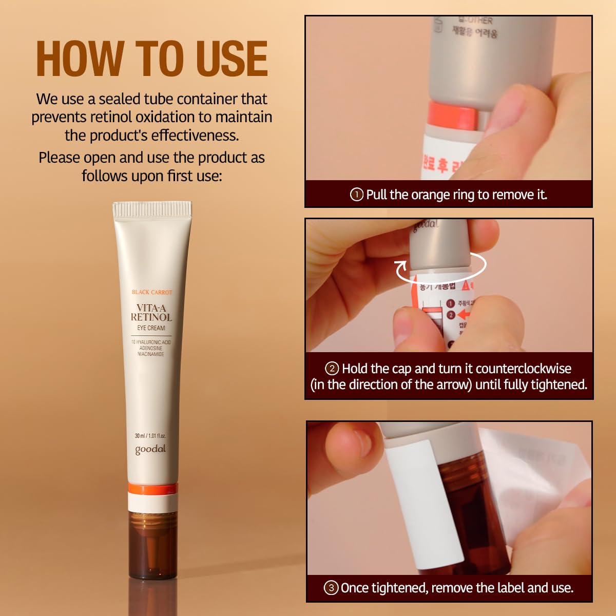 GOODAL Black Carrot Vita-A Eye Cream with Retinol, Daily Under Eye Cream, Smoothing & Hydrating