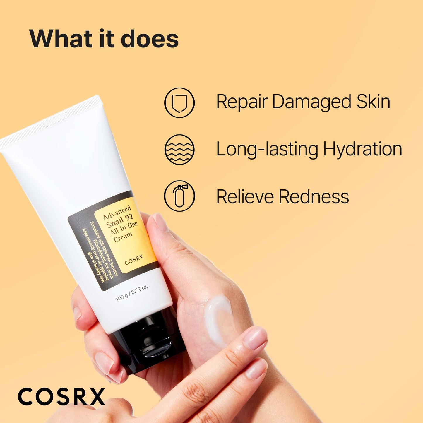 COSRX Snail Mucin 92% Moisturizer, Daily Repair Face Gel Cream Tube Type for Dry, Sensitive Skin