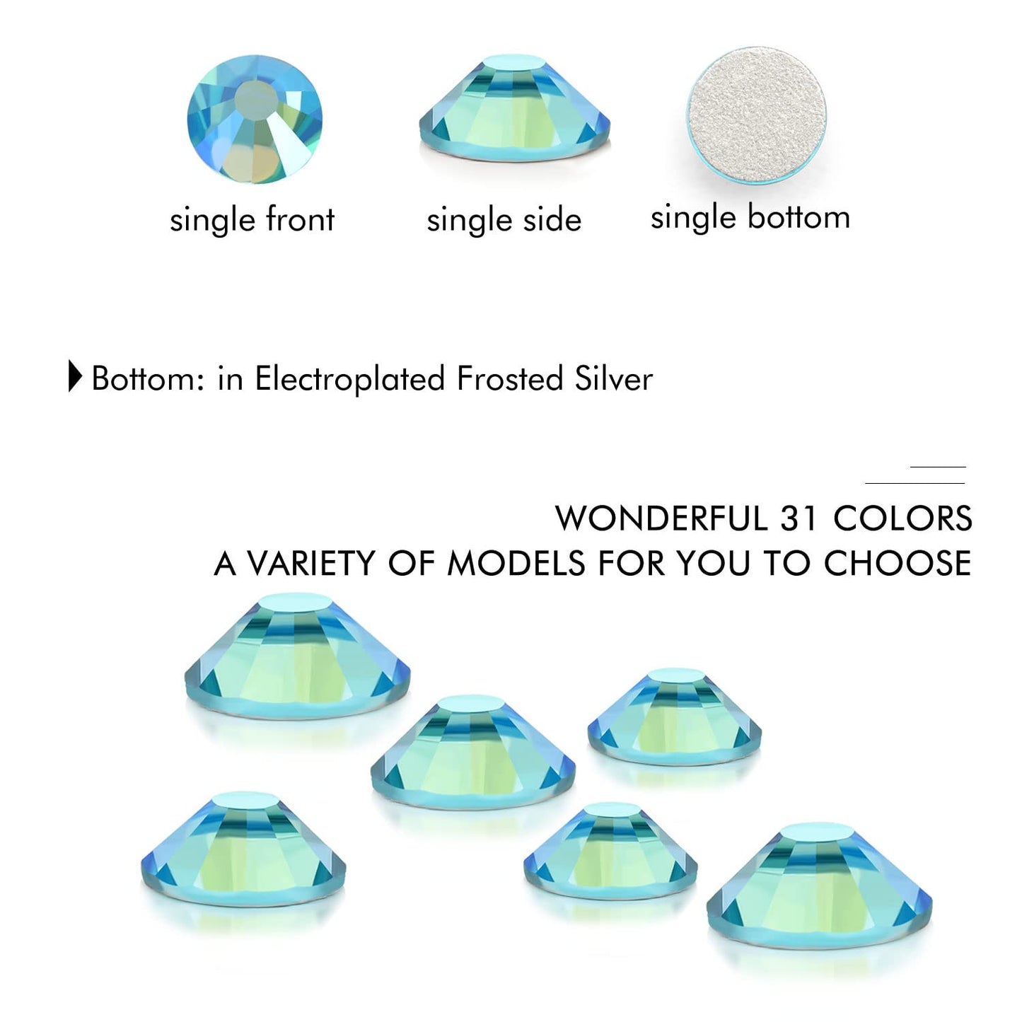 3000Pcs Aquamarine Ab Crystal Rhinestones,Glass Flatback Rhinestones Mini Gemstones for Nail Face Makeup Art Crafts Clothes Decoration -(SS4,1.6mm,Aquamarine Ab)