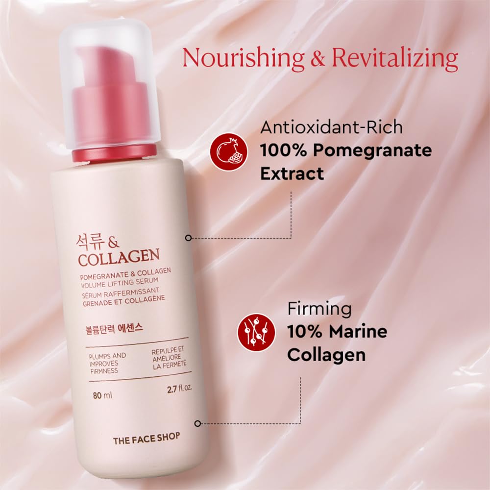 The Face Shop Pomegranate & Collagen Volume Lifting Serum - Helps Skin Look Firm & Supple - Reduces