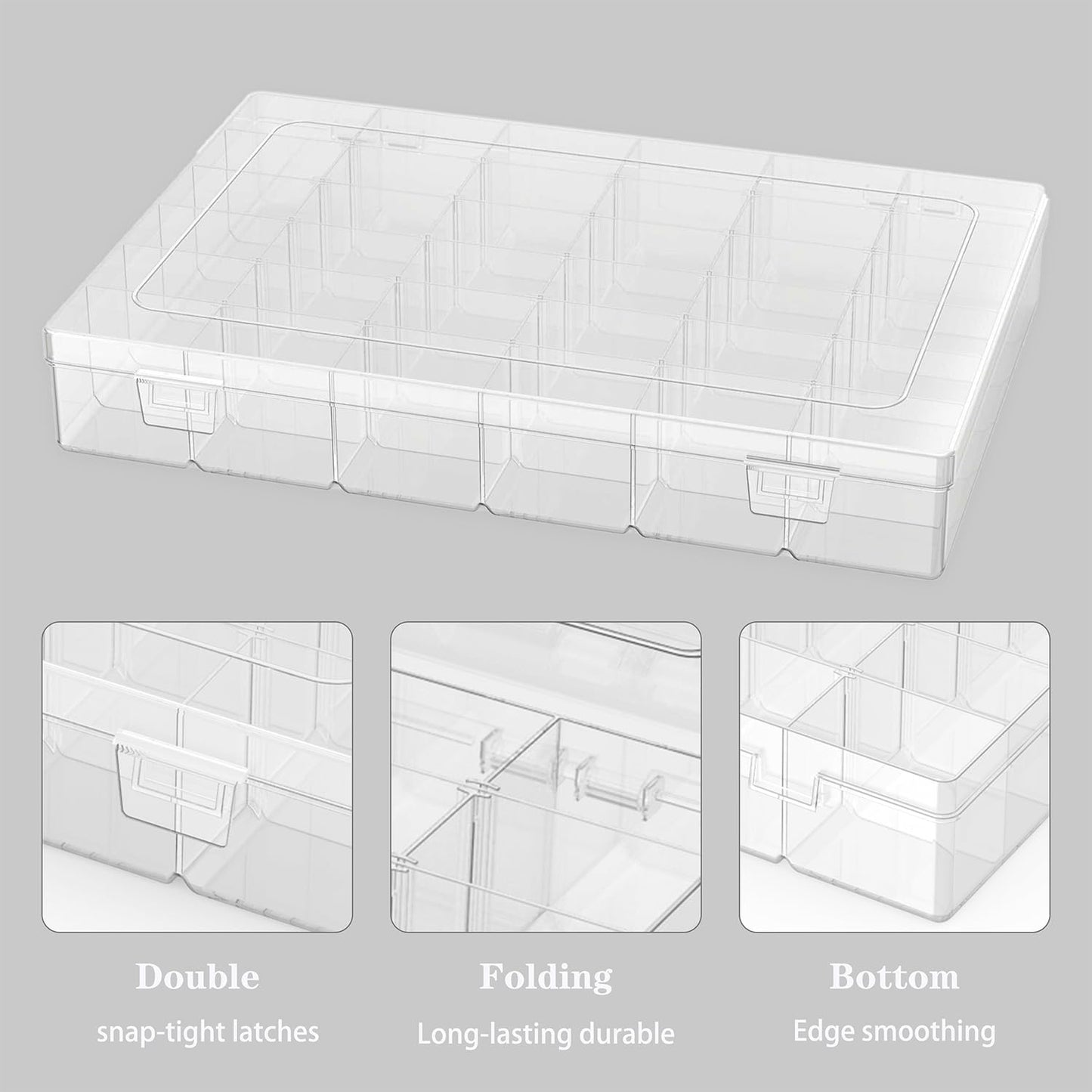 6 Pack Plastic Organizer Container Box, 36 Grids Clear Plastic Parts Organizer Box, for Beads, Art DIY, Crafts, Jewelry, Fishing Tackle with Label Stickers