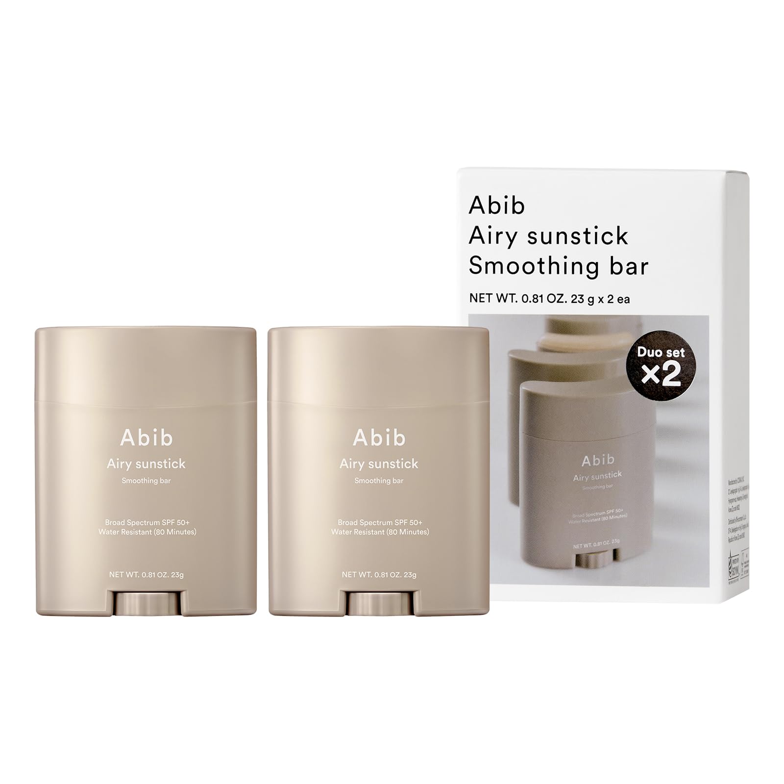 Abib Airy Sunstick Protection Bar DUO SPF50+ Broad Spectrum, Semi-Matte Sunscreen Stick for Oily &