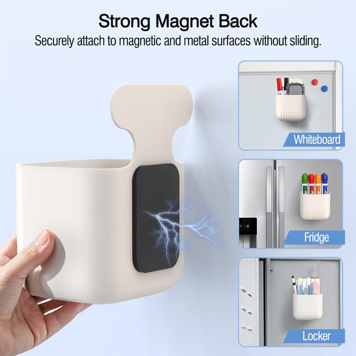 MoKo Magnetic Dry Erase Marker Holder 2Pack, Magnetic Marker Holder for Whiteboard, Pen Case Pencil Storage Organizer for Office, Locker, Refrigerator, White