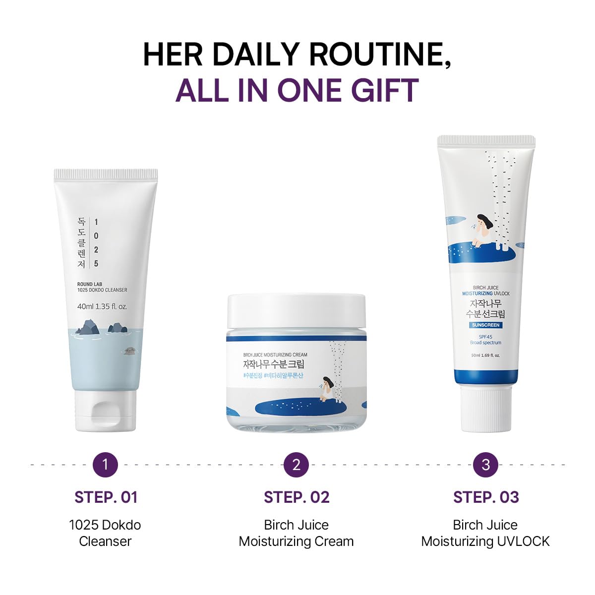 ROUND LAB Hydrating Skin Care Gift Set