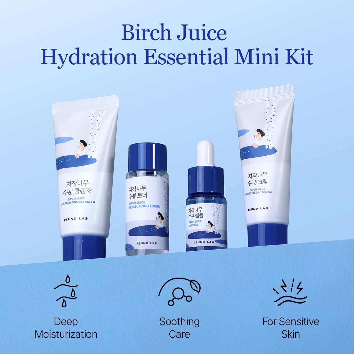 ROUND LAB Birch Juice Moisturizing Mini Kit 4-Step Skin Care Set