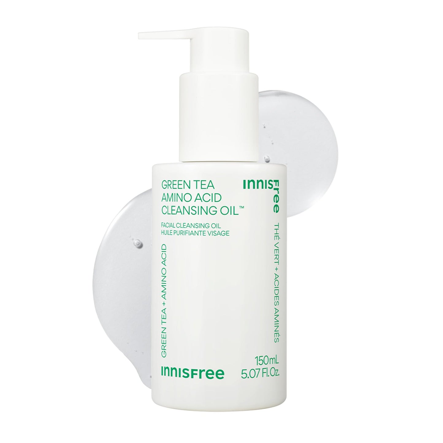 innisfree Green Tea Amino Acid Cleansing Oil | Hydrating Korean Face Wash with Jojoba for Double