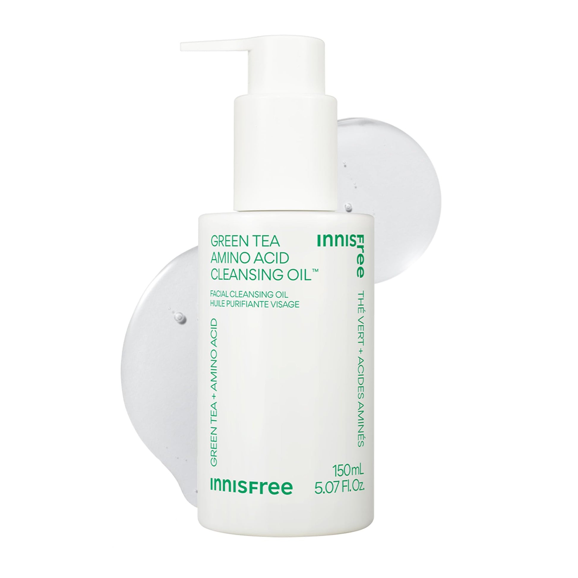 innisfree Green Tea Amino Acid Cleansing Oil | Hydrating Korean Face Wash with Jojoba for Double