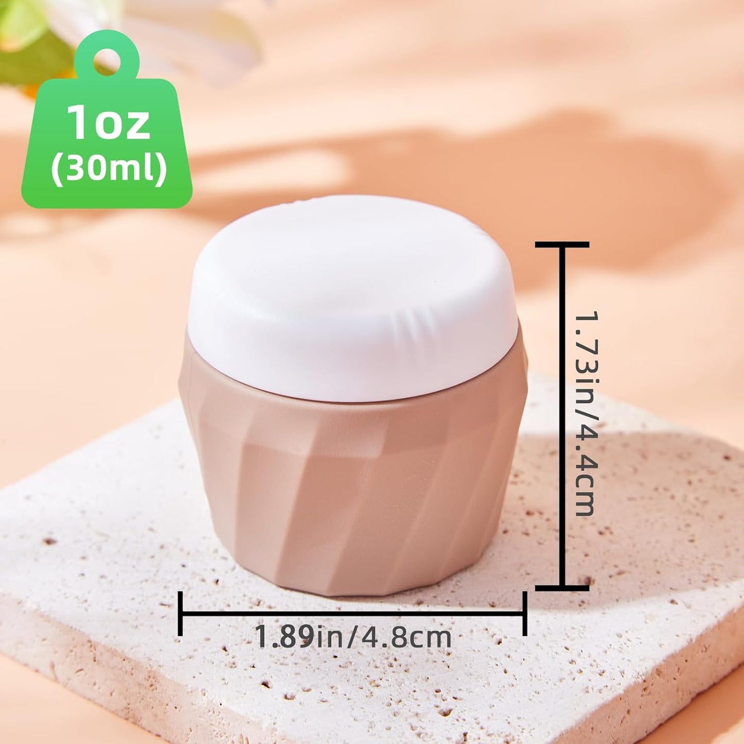 Travel Containers for Toiletries, Premium Silicone Cosmetic Cream Jars, TSA Approved Leak-Proof Refillable Travel Size Toiletries with Clear Bag for Cosmetic Face Body Cream (Apricot, 1OZ)