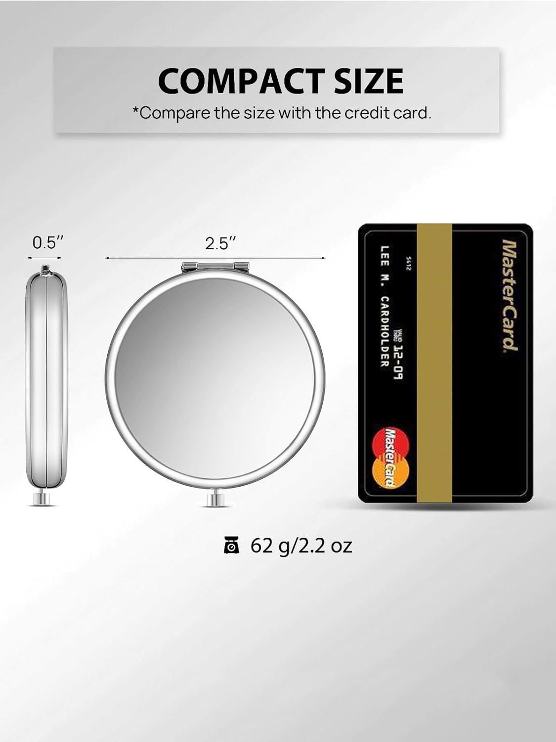 Compact Mirror Bulk, Set of 100 Double-Sided 1X/2X Magnifying Metal Pocket Makeup Mirrors(Round, Silver)