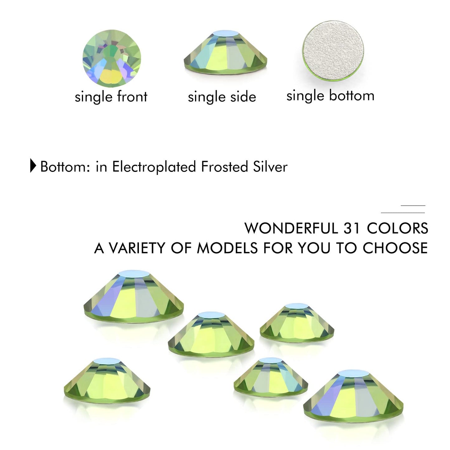 1440Pcs Light-green Ab Crystal Rhinestones,Glass Flatback Rhinestones Gemstones for Nail Face Makeup Art Crafts Clothes Decoration-(SS20,4.8mm,Light-green Ab)