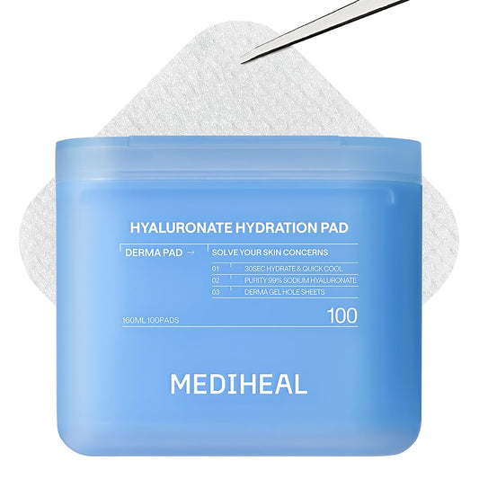 MEDIHEAL Hyaluronate Hydration Toner Pads for Hydration (100 Count)