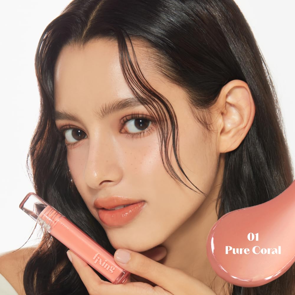 ETUDE Glow Fixing Tint #1 Pure Coral | Non-sticky Glossy Shine Lip stain | Fills up with