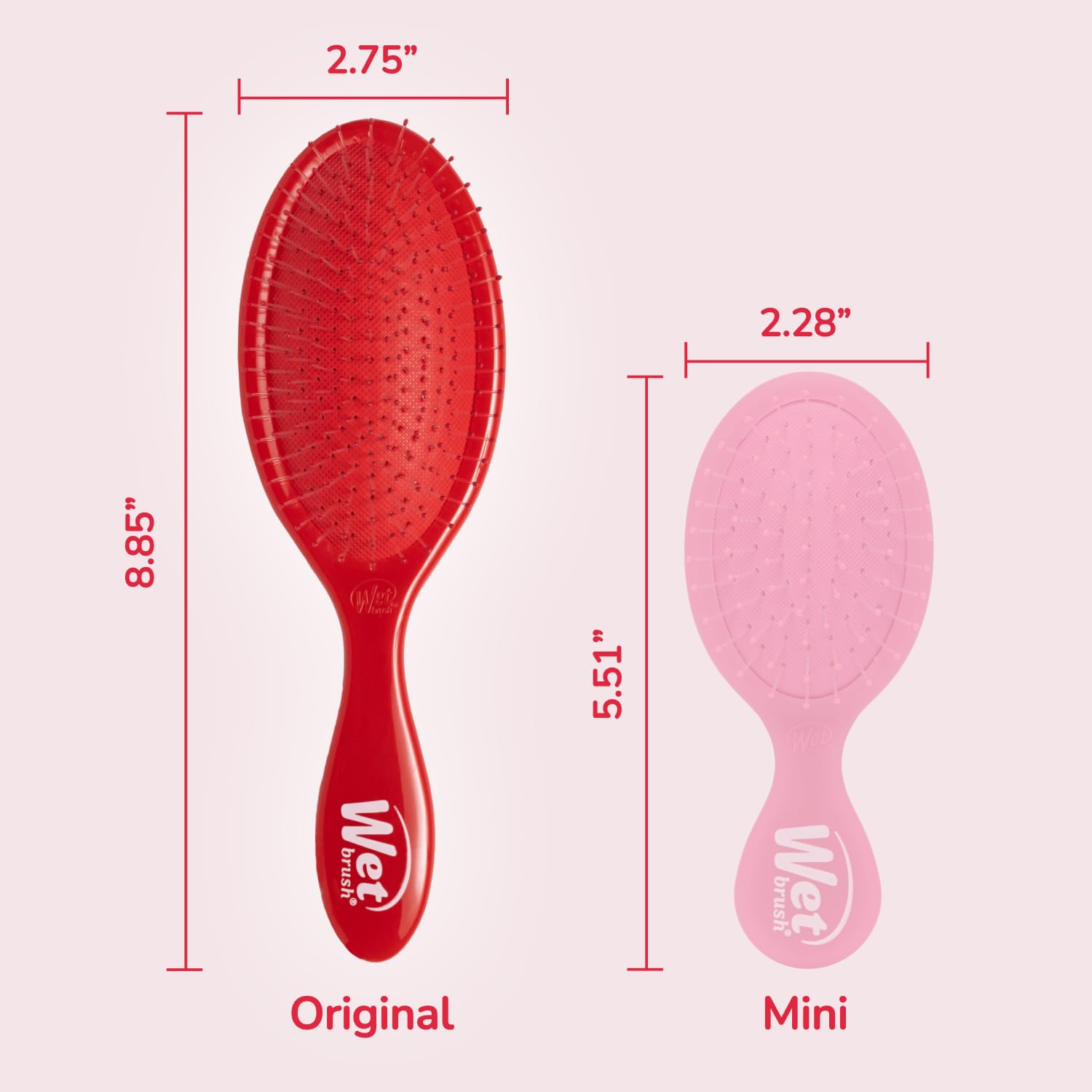 Wet Brush Original Detangler Hair Brush, Poppy Red, For All Hair Textures
