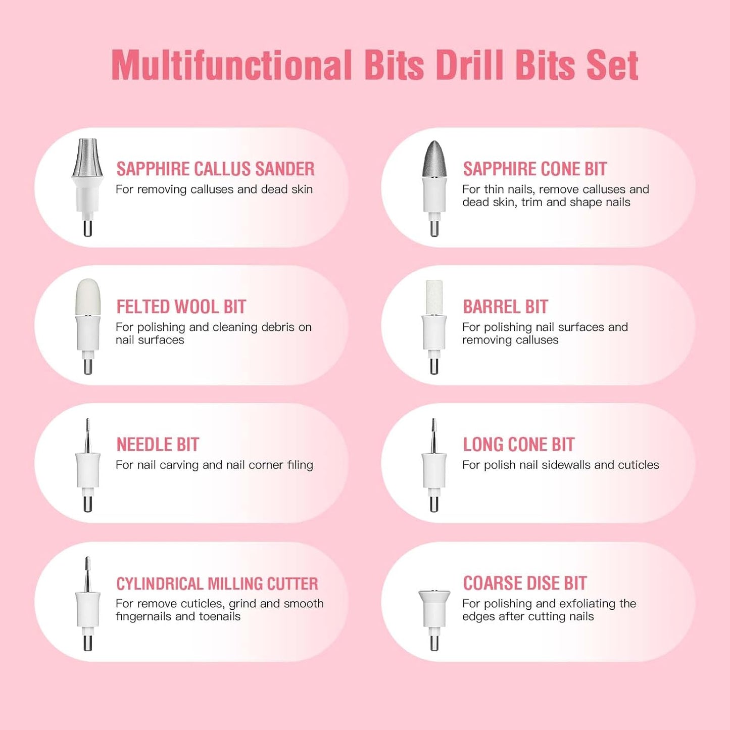 Callus Remover for Feet, Electric Foot Callus Remover - 8 Grinding Heads, 9 Speeds, Rechargeable Foot File - Professional Pedicure Tool for Hard Skin, Calluses & Cracked Feet