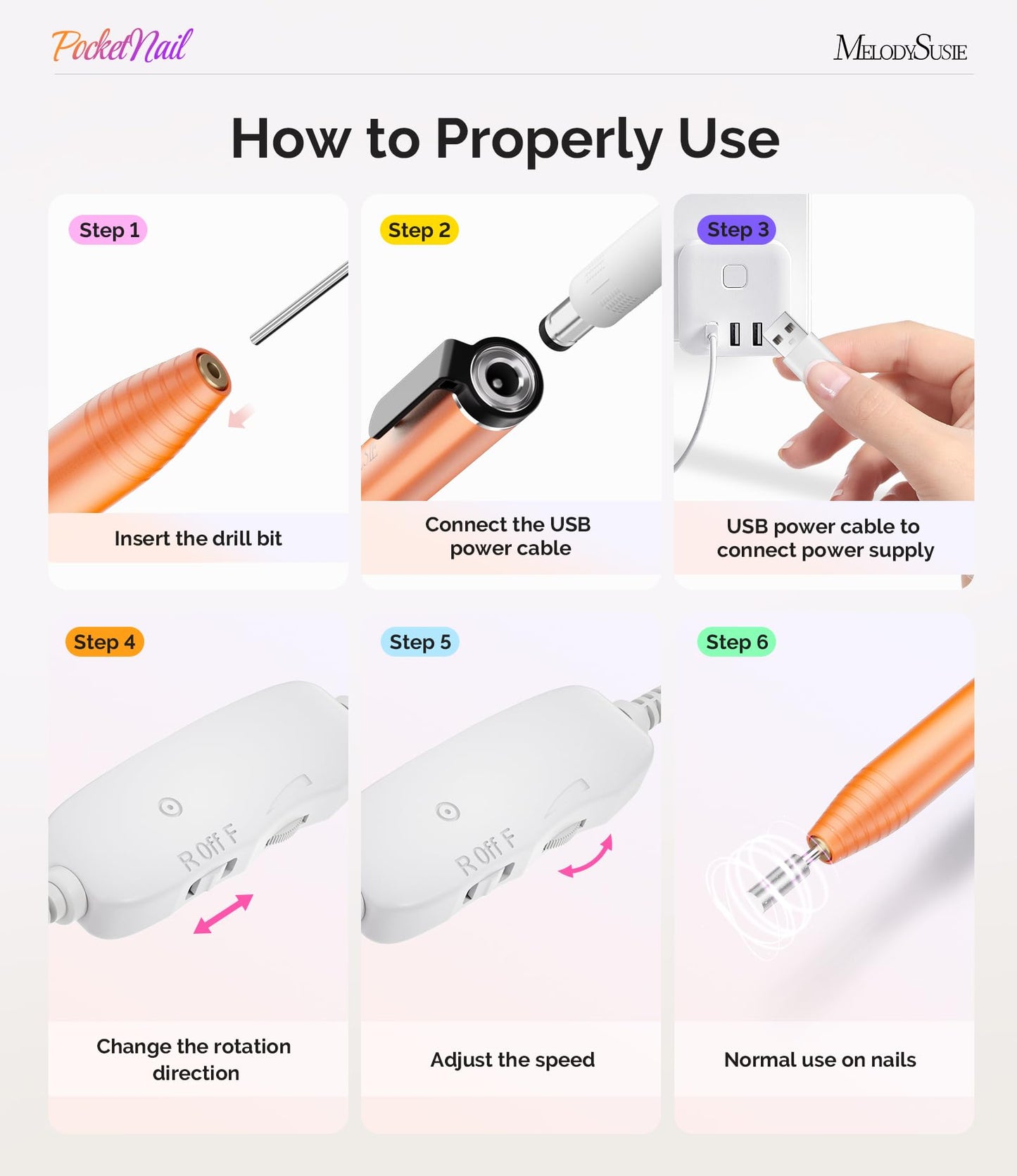 MelodySusie Pen-Shaped Nail Drill PocketNail PC100G for Nail Beginners