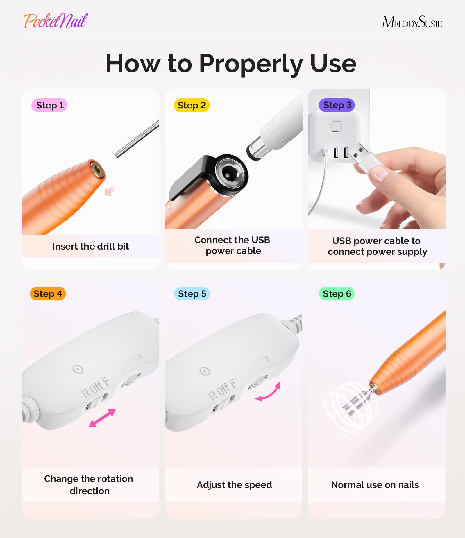 MelodySusie Pen-Shaped Nail Drill PocketNail PC100G for Nail Beginners