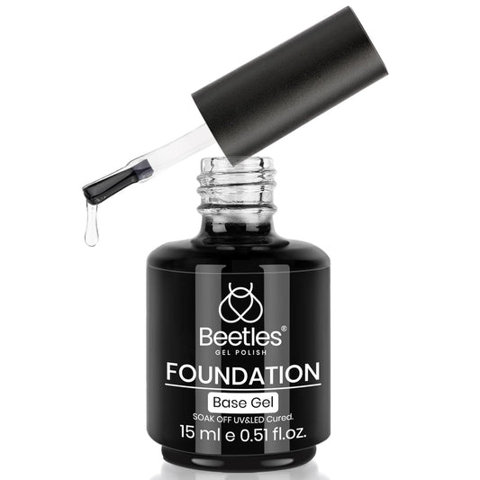 Beetles Gel Base Coat, 1Pcs 15ml Base Gel Nail Polish Upgraded Formula Long-Lasting Soak Off U V