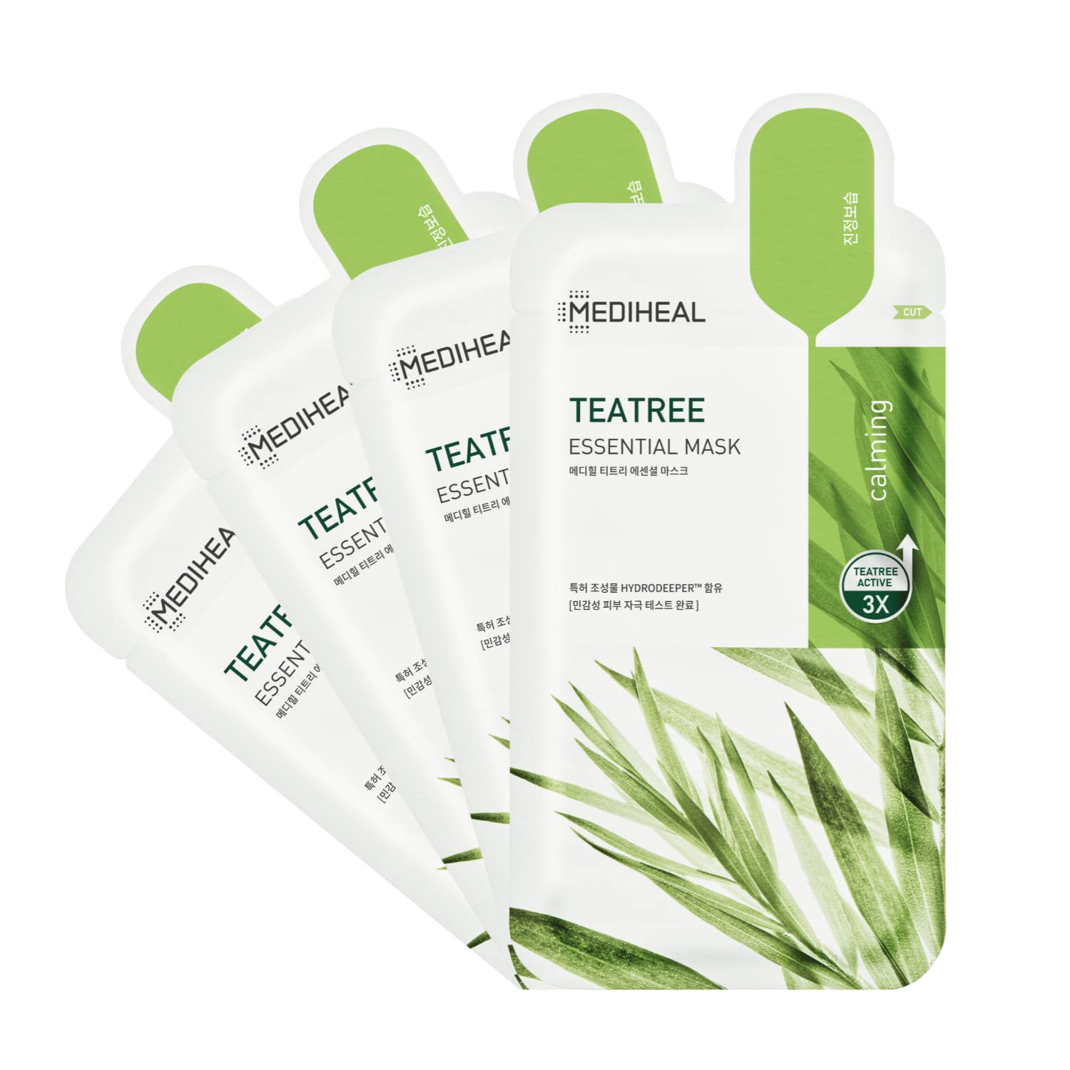Mediheal Official Best Korean Sheet Mask - Tea Tree Essential Face Mask 4 Sheets Skin Soothing