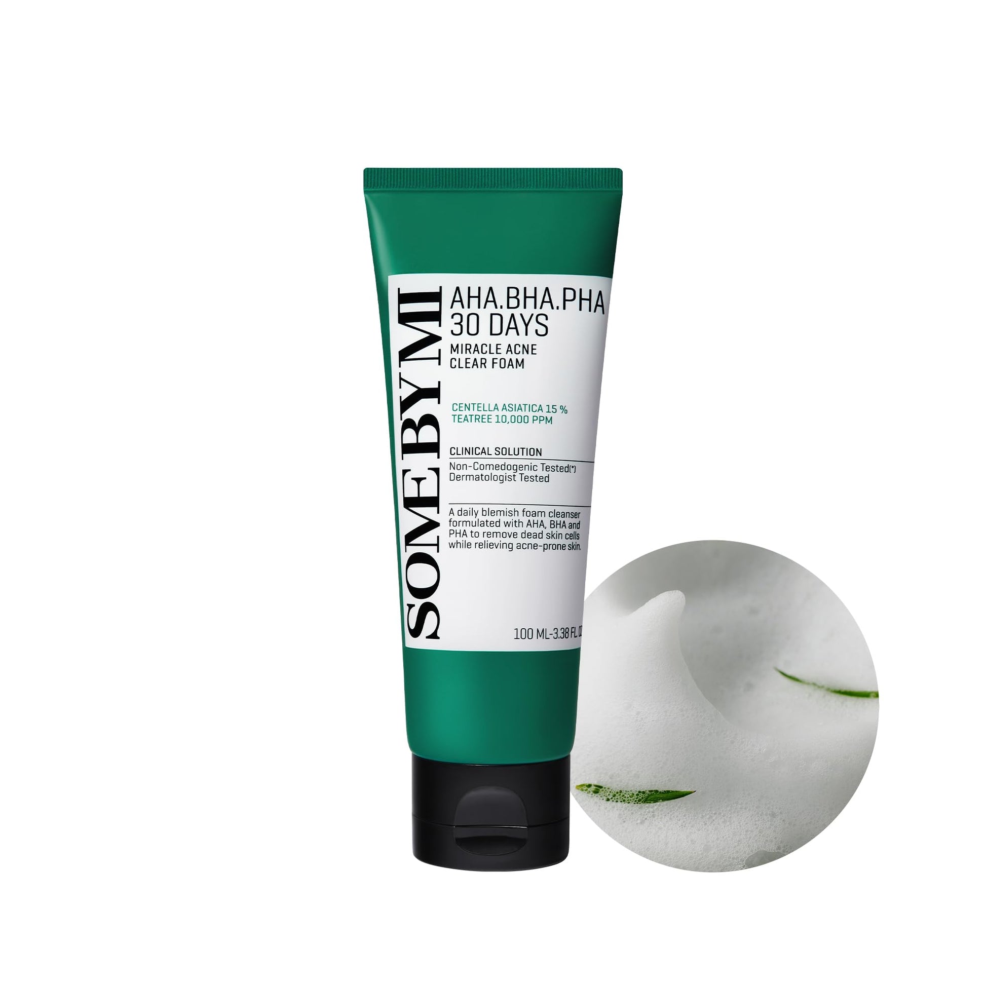 SOME BY MI AHA BHA PHA 30 Days Miracle Acne Clear Foam – 3.38oz, 100ml – Korean Acne Face Wash for