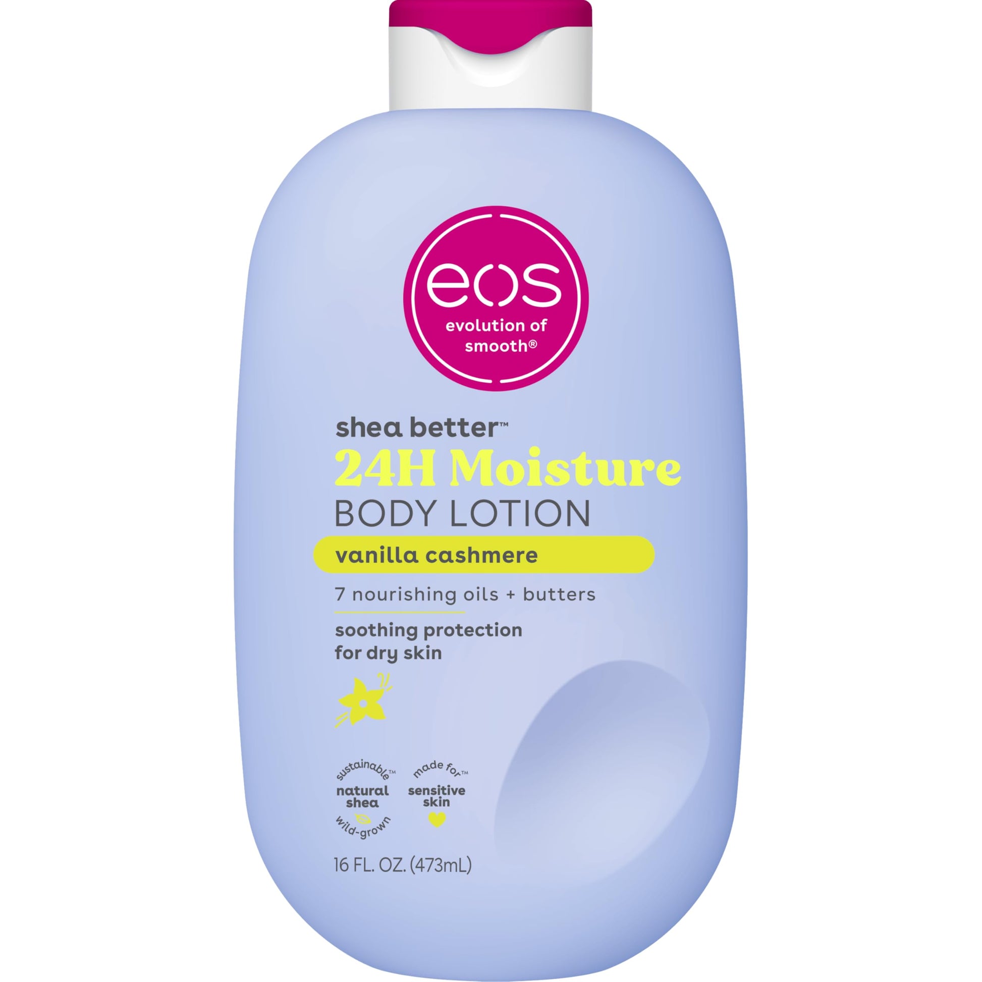 eos Shea Better Body Lotion Vanilla Cashmere, 24-Hour Moisture Skin Care, Lightweight & Non-Greasy