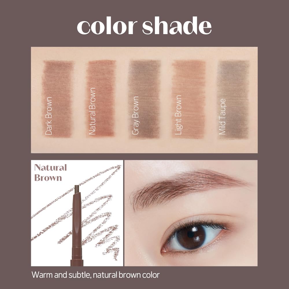 ETUDE Bare Edge 3D Eyebrow Pencil, Natural Brown, Natural-Looking