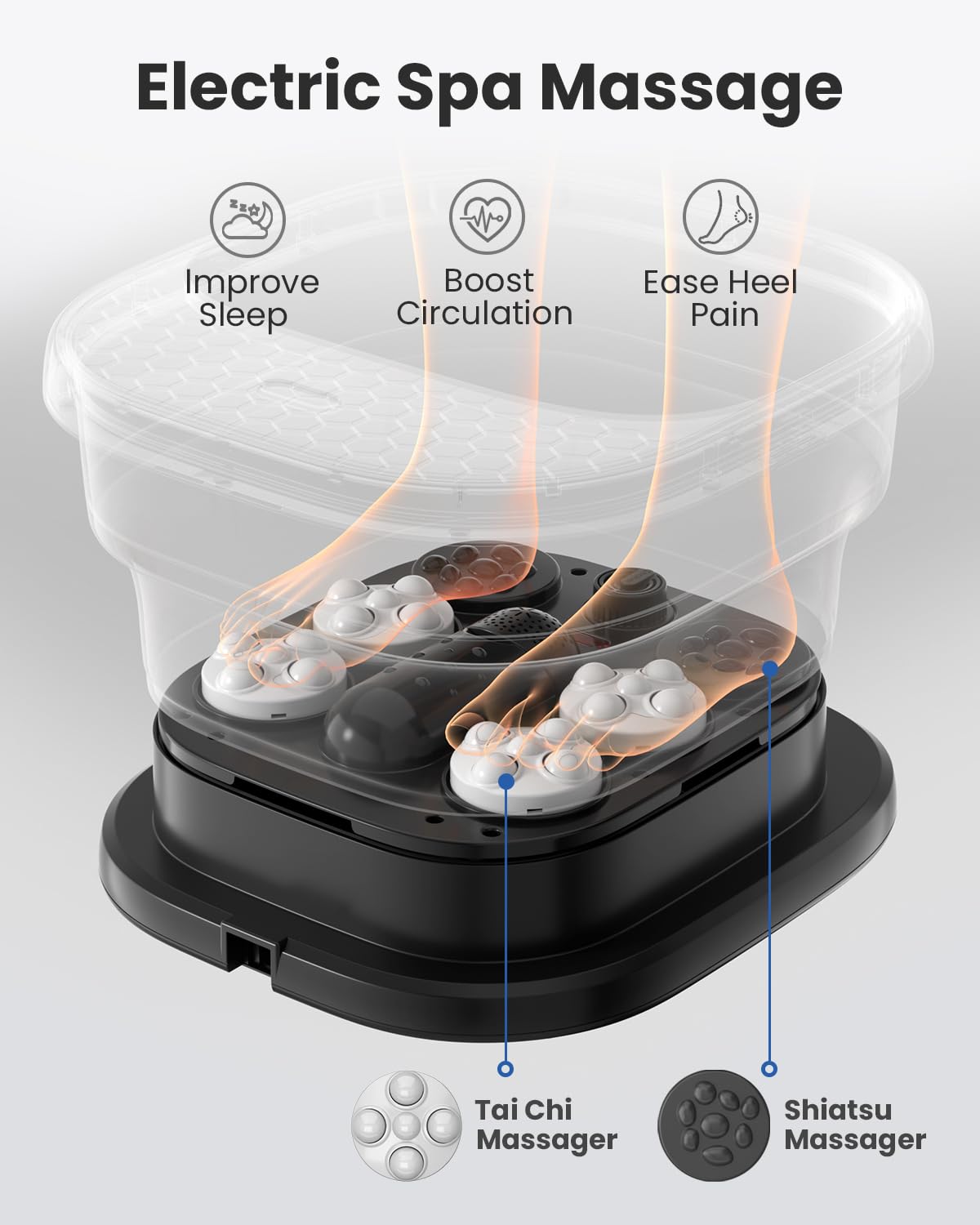 Puboo Collapsible Foot Spa Bath with Heat, Remote & Timer, 16 Massage Balls, Support Rods – Heated Pedicure Soaking Tub for Stress Relief, US Size Up to 11