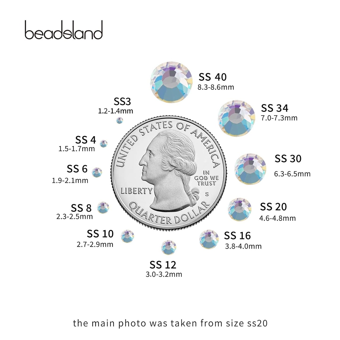 Beadsland 2880pcs Flat Back Crystal Rhinestones Round Gems for Nail Art and Craft Glue Fix, Blue Moonlight,SS4,1.5-1.7mm