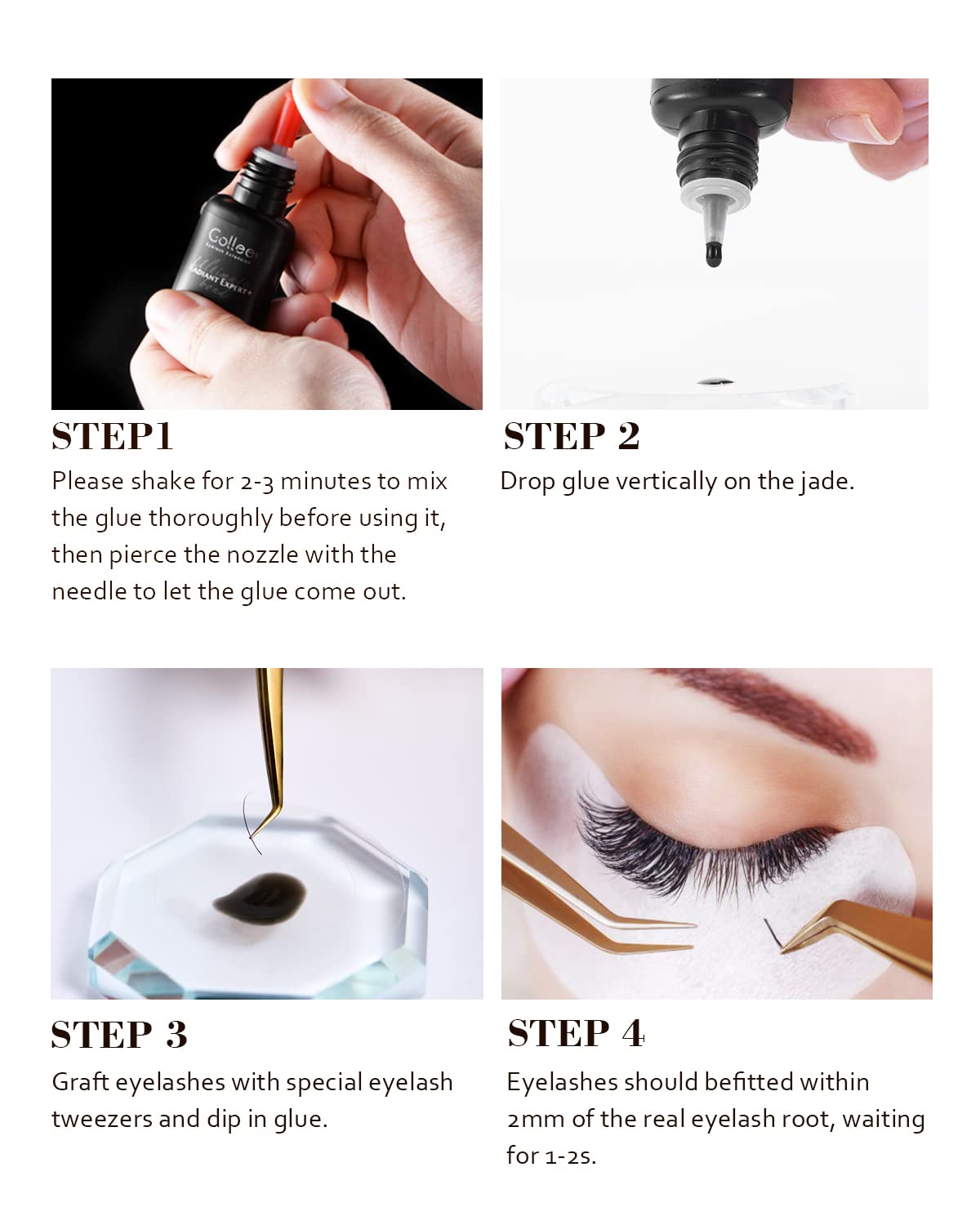 Eyelash Extension Glue - 0.5 Sec Fast Drying, 8 Week Retention (0.17fl.oz / 5ml) Waterproof Black Adhesive for Semi-Permanent Lash Extensions - Professional Use Only