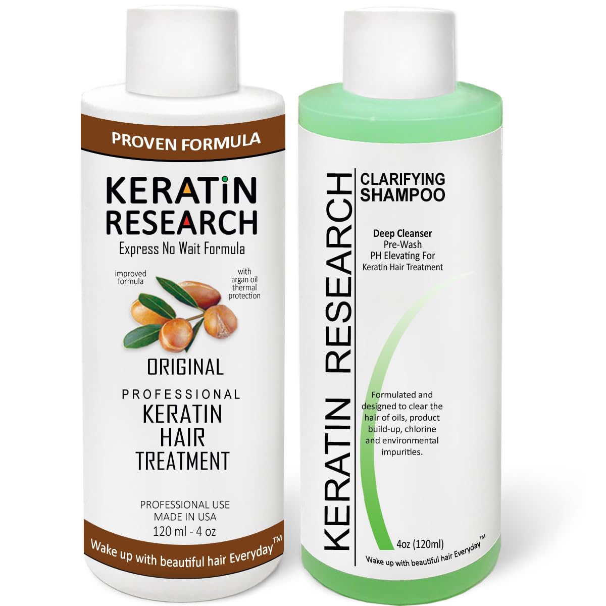 Brazilian Keratin Hair Straightening Complex (2x 120ml) - Blowout Long-Lasting Treatment with Argan Oil for Smooth, Professional Straightening Results - Keratin Research