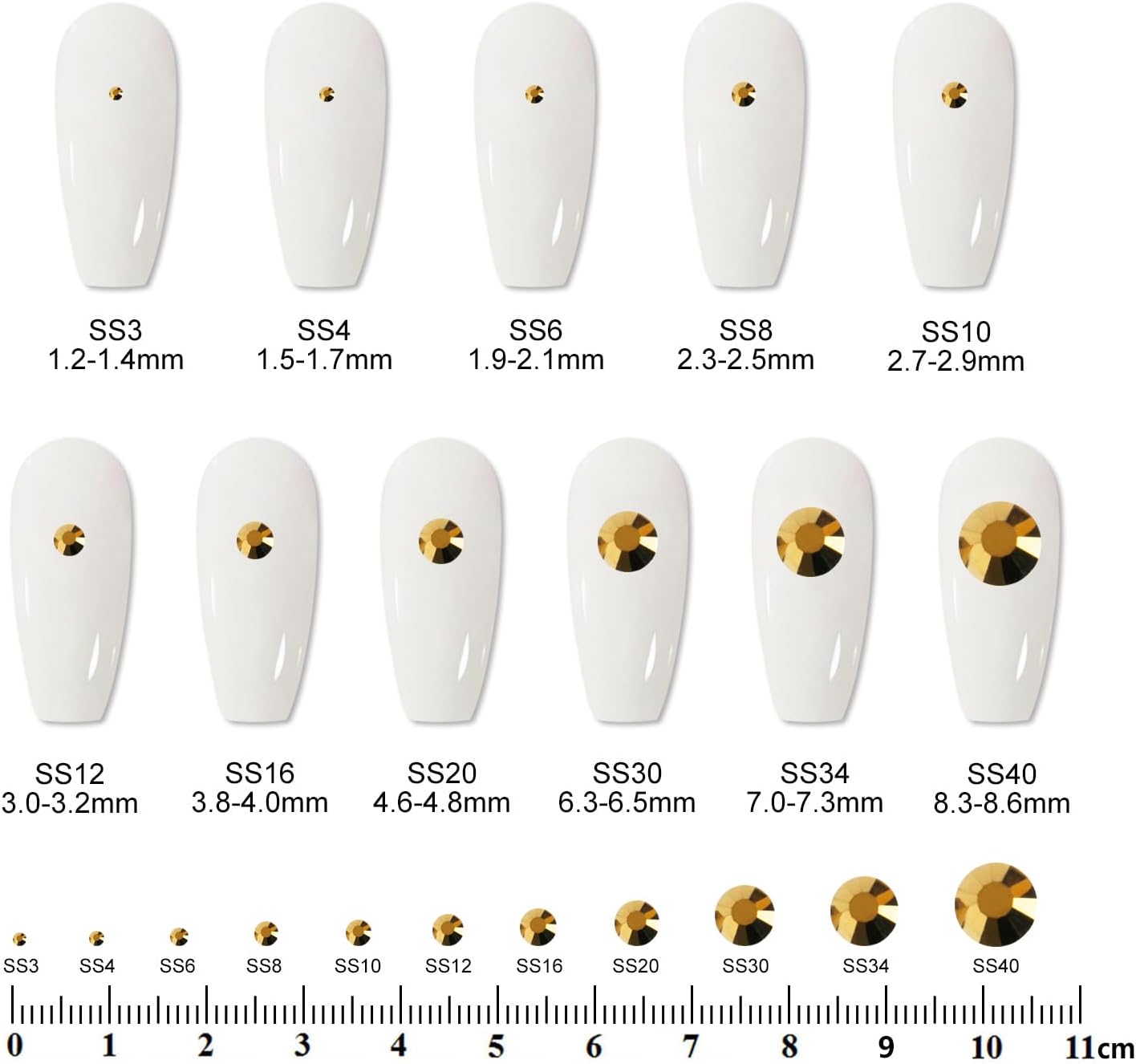 2000 PCS SS12 Flatback Rhinestones,12-Facet Diamond-Cut Glass Gems for Nail Art,Clothing,DIY Crafts,Glue-On Decoration Stones with Silver Backing,Aurum