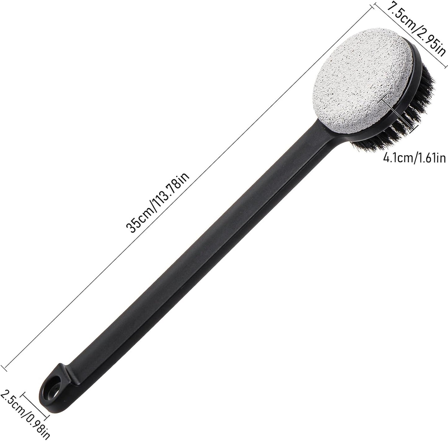 Pumice Stone for Feet with Long Handle (Double-Faced Straight Black Handle, Count, 2.0)