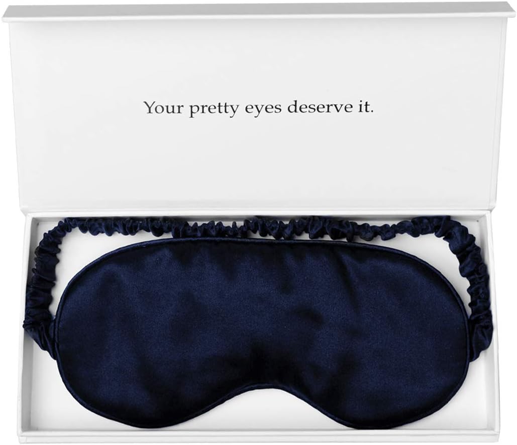 Silk Sleep Mask Light Blocking Luxury 100% Mulberry 19mm Silk Eye Mask Eye Cover Blindfold Ultra Soft Light & Comfy Anti Aging Skin Care with Travel Bag Gift Package
