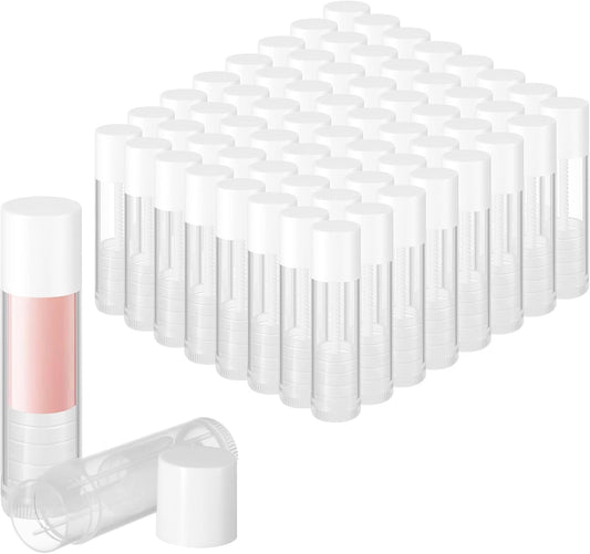 Maitys 64 Pcs Lip Balm Tubes 5 ml Empty Lip Gloss Balm Containers Refillable Rotatable Plastic Lipstick Tubes DIY Lip Gloss Holder for DIY Cosmetic (Clear)