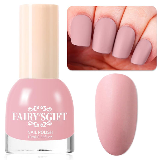 Matte Nail Polish Air Dry Nail Lacquer for Nail Art Varnish, Mist Effect Matte Finish Velvet Nail Polish, 0.35 fl oz (Deep Nude-05, 10 ML)