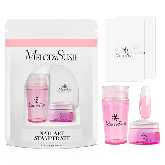 MelodySusie French Nail Stamper Kit, Silicone Stampers with Scrapers, 4PCS Tool for French Manicure