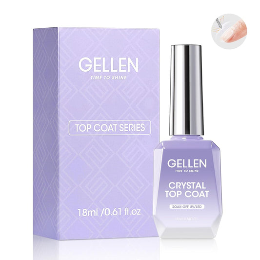 Gellen 18ml Gel Top Coat, Superior High Gloss Shiny Nail Polish Finish, Long Lasting Top Coat for