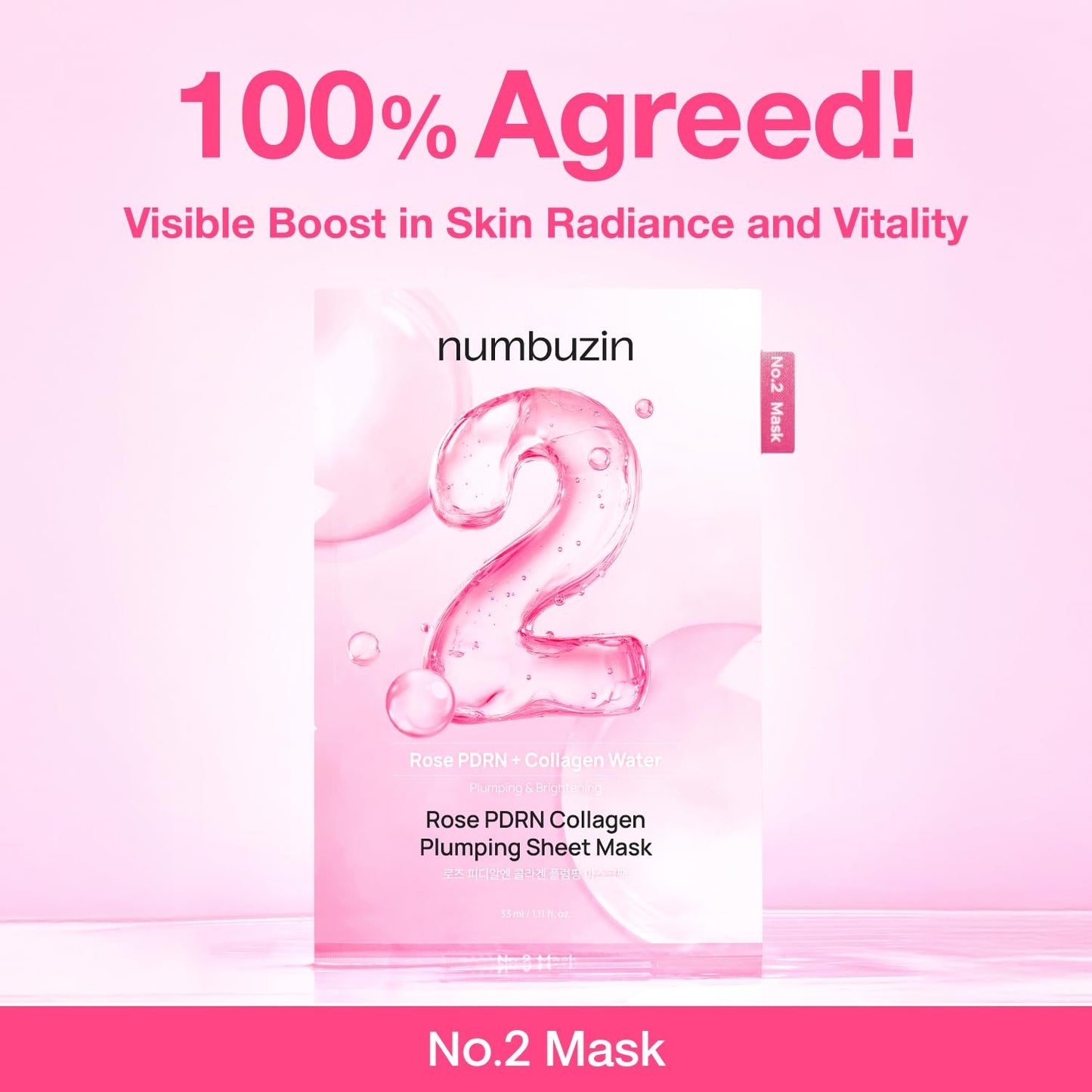 numbuzin No.2 Sheet Mask | Rose PDRN Collagen Plumping Sheet Mask | Korean Mask for face |