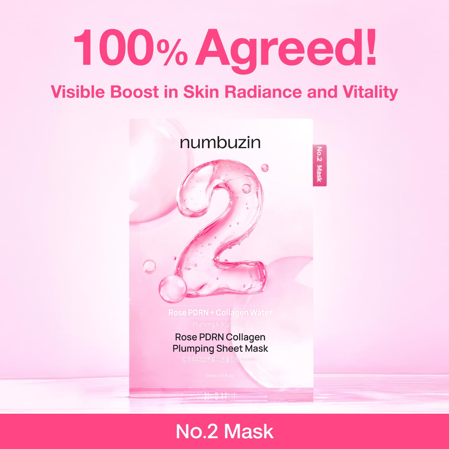numbuzin No.2 Sheet Mask | Rose PDRN Collagen Plumping Sheet Mask | Korean Mask for face |