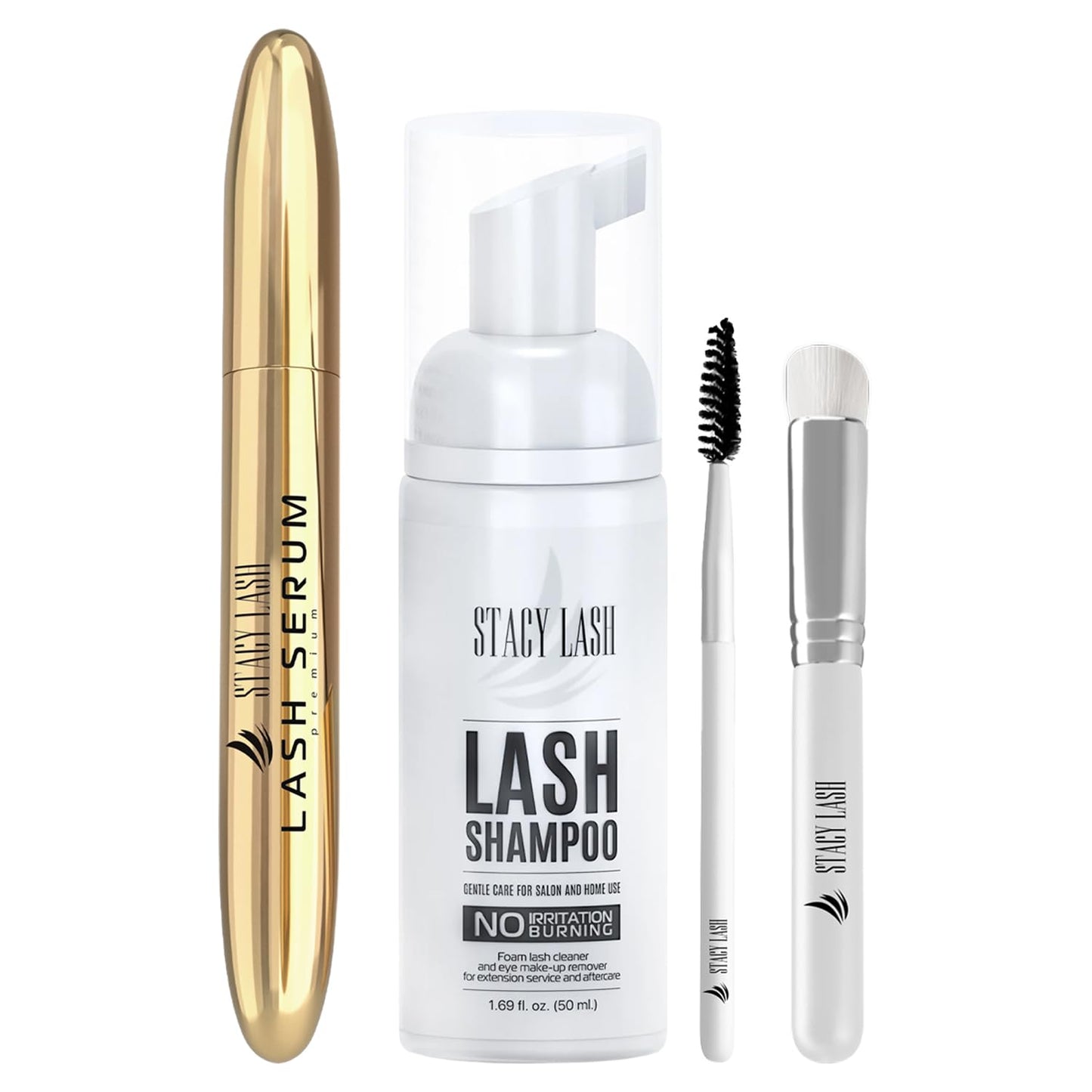 STACY LASH Lash Shampoo 50ml+ Eyelash Growth Serum Cleaning Kit of Eye Makeup Remover (Cleanser) + Brush & Eyelash Serum for Eyelash Growth and Thickness