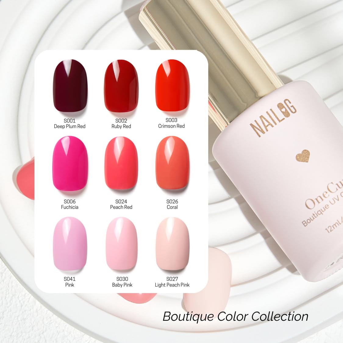 NAILOG One Step Dark Red Gel Nail Polish 12ml Top Coat Color Gel Base 3-In-1 Formula Soak Off UV Gel Polish for Home DIY & Gifting | Deep Plum Red