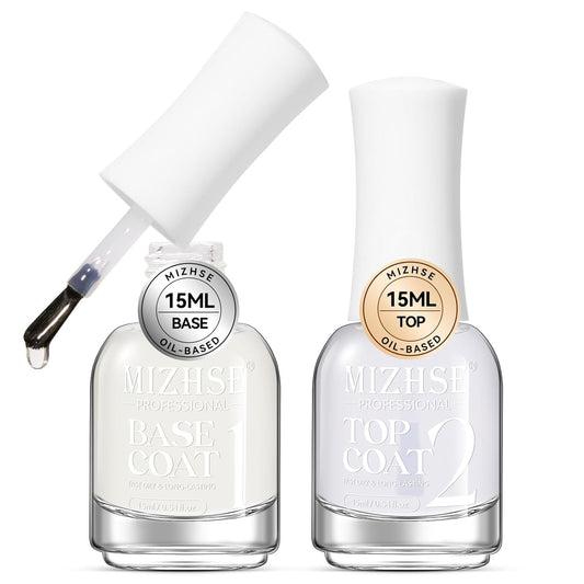 MIZHSE Base and Top Coat Nail Polish Quick Dry, 15 ml 0.5 fl oz Basic Nail Polish Non Gel Air Dry