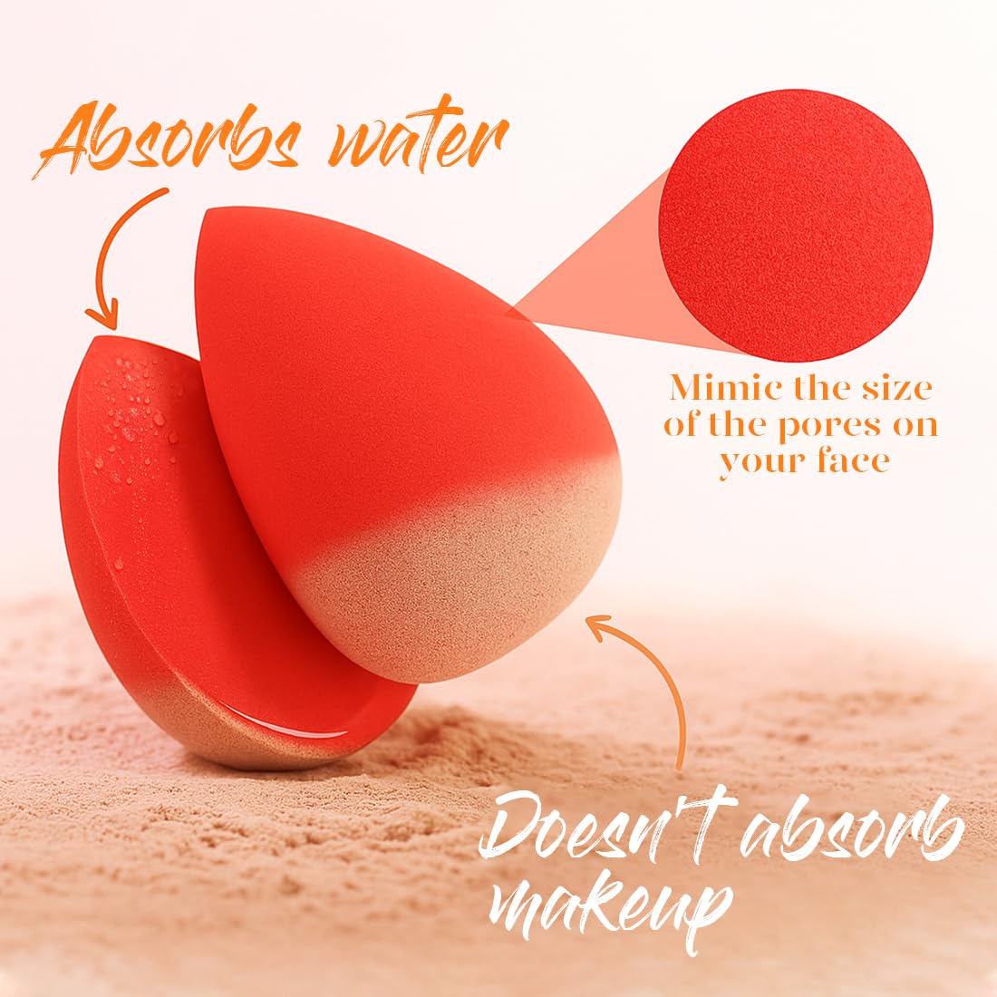 BEAKEY Makeup Sponge Set, 5 Pack Foundation Beauty Sponges & Soft Blenders