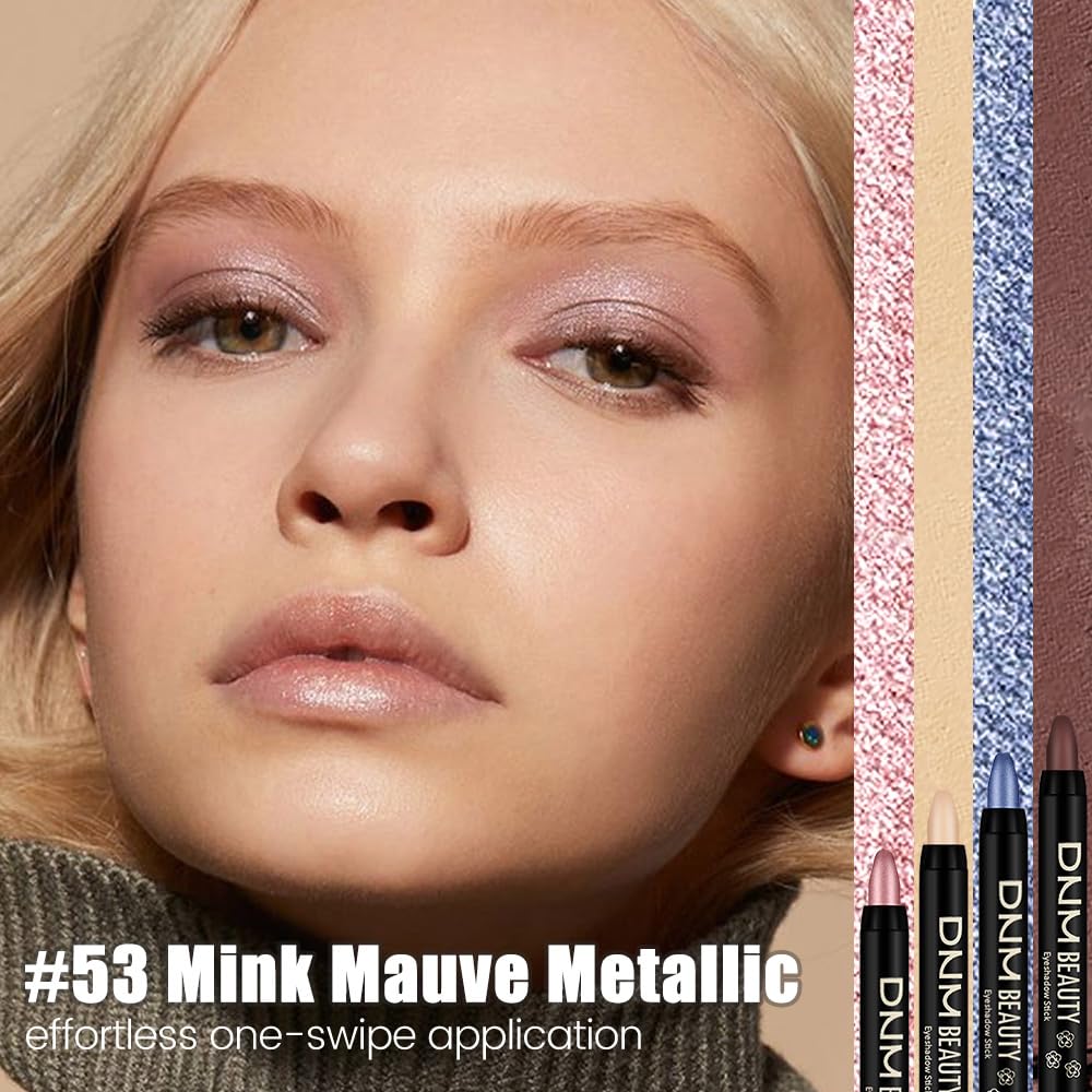 Kaely Cream Eye Shadow Sticks, Mink Mauve Metallic Eyeliner Pencil Eyeshadow Palette Makeup, Eye Highlighter Brightener Stick for Older Women Waterproof Pigmented, sombras para ojos, New-53