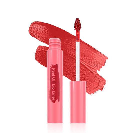Lip Liner - Lip Stain Peel Off Moisturizing Long-Lasting & Waterproof Transfer Proof & Plumping, Non-Stick Cup Lip Liner Stain Tint For All Skin Types (Red, 1 PCS)