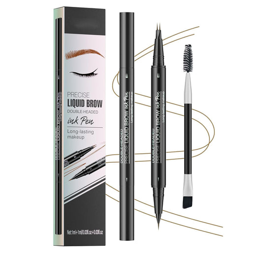 Microblading Eyebrow Pencil,2-in-1 Dual-Ended Eyebrow Pen with 2 Tip brow pen and Precise Brush-Tip,Brow Pen for Natural Women Waterproof and Long-Lasting Brows (Black)