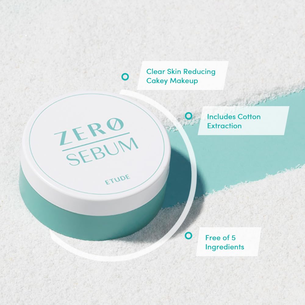 ETUDE Zero Sebum Loose Setting Powder for Oily Skin, Soft Matte, 0.14 oz