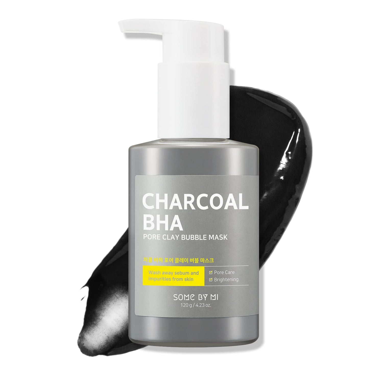 SOME BY MI Charcoal BHA Pore Clay Bubble Mask – 4.23oz, 120g – Korean Exfoliating Face Wash &