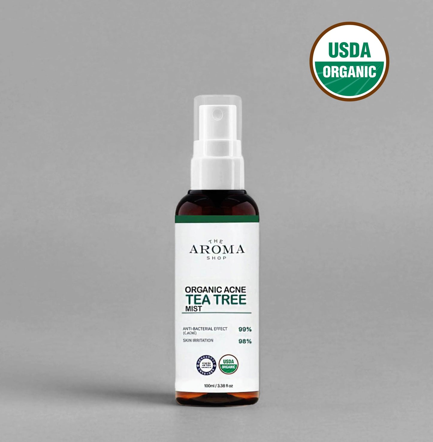 The Aroma Shop USDA Certified Organic Tea Tree Mist - Face & Body Spray for Blemish Prone &