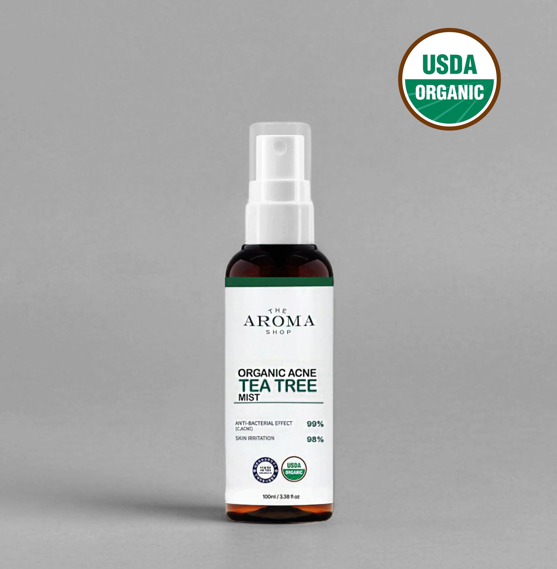 The Aroma Shop USDA Certified Organic Tea Tree Mist - Face & Body Spray for Blemish Prone &
