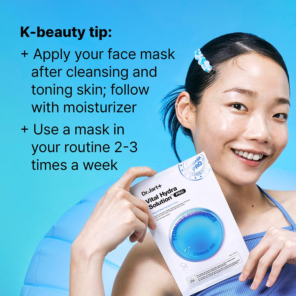 Dr.Jart+ Dermask Vital Hydra Solution Glow Korean Face Mask with Hyaluronic Acid for Glass Skin |